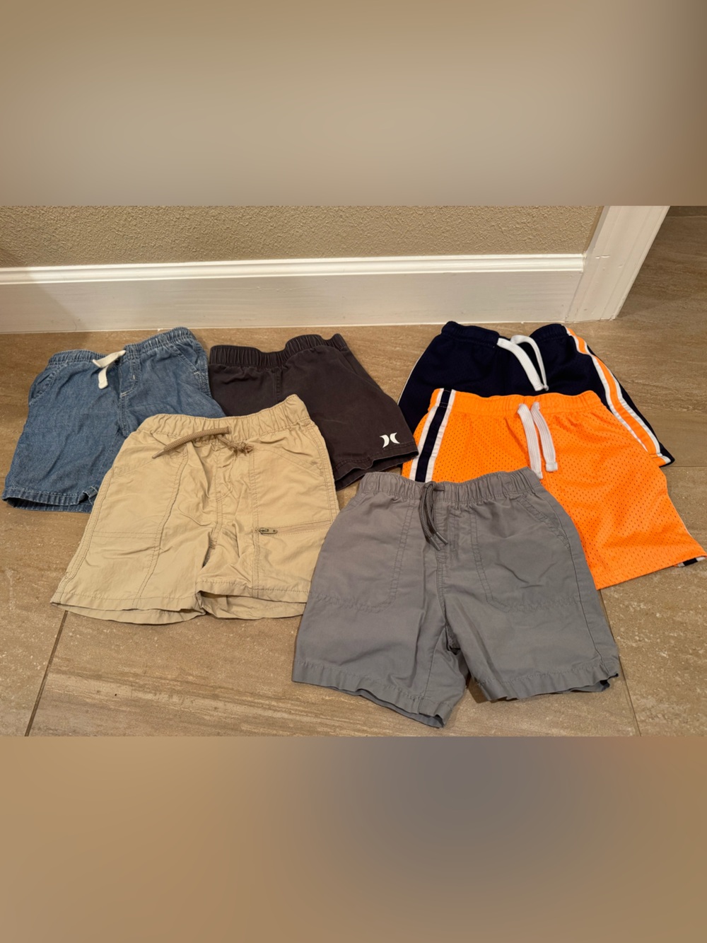 3T Boy Kids Shorts - 6 pairs Orange, Navy, Gray, Khaki, Denim